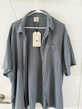 Authentic Wear US Vintage Lightweight Gauze Short-Sleeve - Blue Gray Gravel